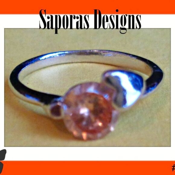 November Topaz Birthstone Theme Ring Silver Tone Size 6 With Heart Design - Picture 1 of 1